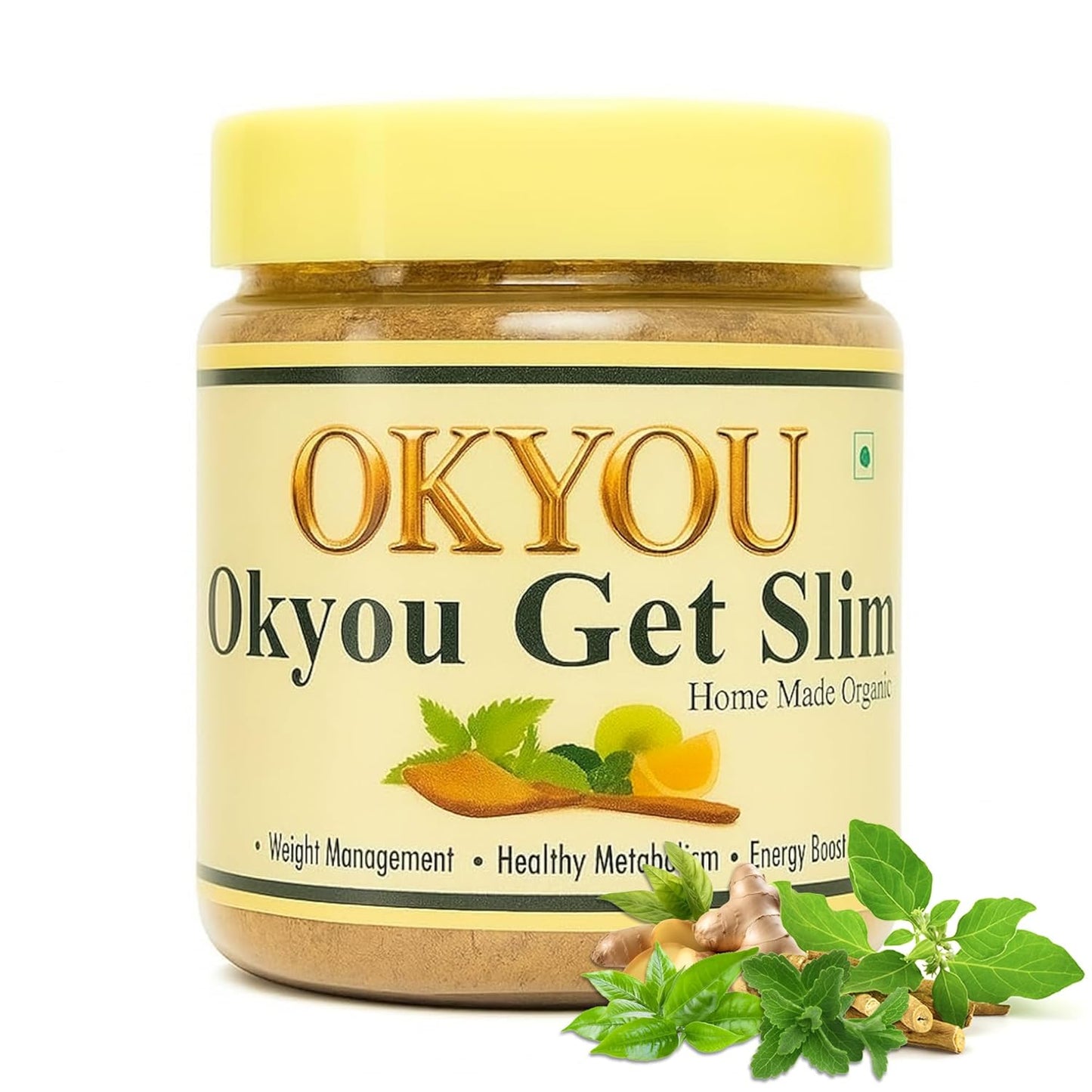 Okyou Get Slim | 100% Natural Organic Weight Management Powder | 1 Week Course |Herbal Blend with 21 Ingredients | Supports Healthy Metabolism & Energy Boost | Home Made | 100g (Pack of 1)
