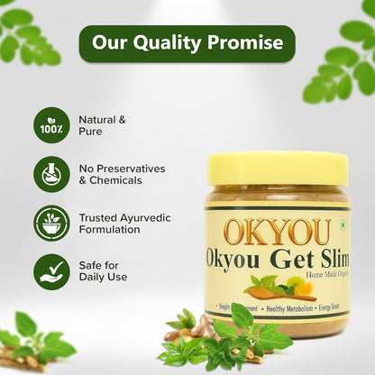 Okyou Get Slim | 100% Natural Organic Weight Management Powder | 1 Week Course |Herbal Blend with 21 Ingredients | Supports Healthy Metabolism & Energy Boost | Home Made | 100g (Pack of 1)